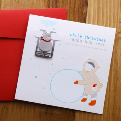 책갈피 북마크 카드 (크리스마스 에디션) - 눈사람과 소녀